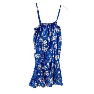 Lauren By Ralph Lauren Blue Floral Sun Dress Size Large W/ Spaghetti Straps